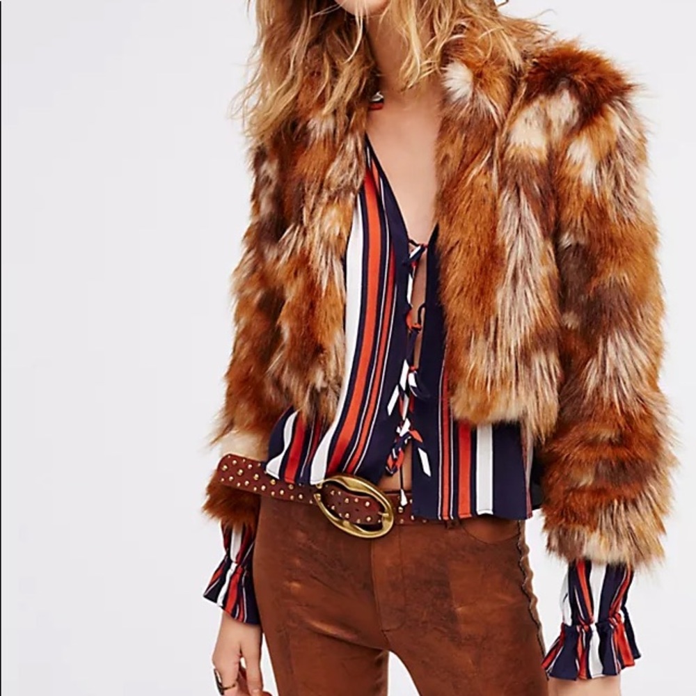 Spell & the Gypsy Collective Vintage Style Nomad Faux Fur Crop Jacket- S/M